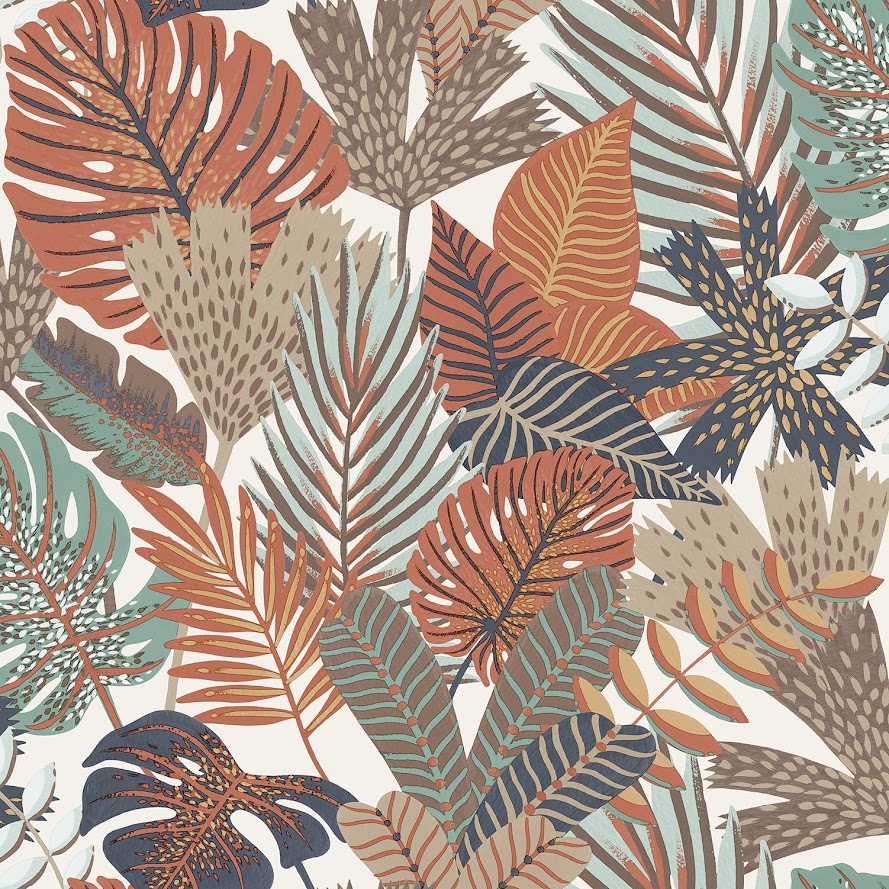 belgisches Tapeten Design Blätter braun beige weiss Decoprint aus Berlin online kaufen