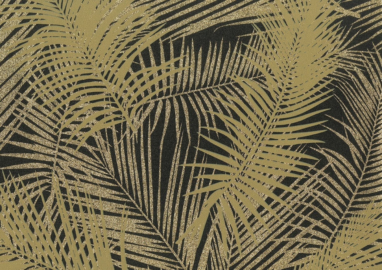 belgisches Tapeten Design Blätter Farn beige grün schwarz Decoprint aus Berlin online kaufen