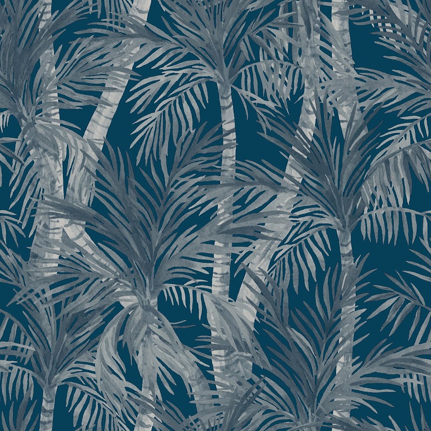 belgisches Tapeten Design Blätter Bäume blau grau Decoprint aus Berlin online kaufen