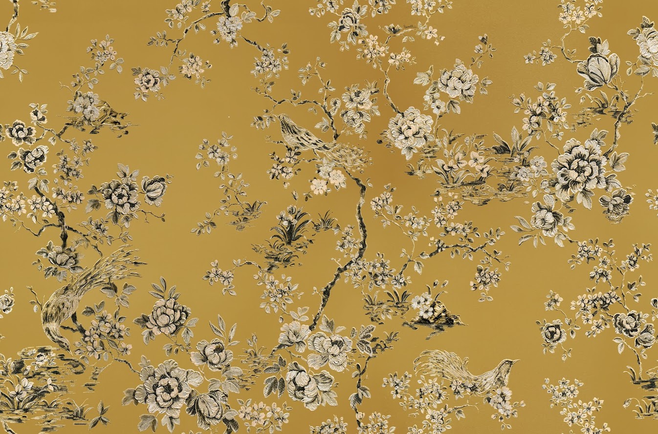 exklusives italienisches Tapeten Design schwarz gold Blumen u. Vögel Roberto Cavalli in Berlin kaufen