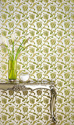Tapete Blumen silber grün englische Tapete von Osborne und Little - Tapeten Muster 15 tulips