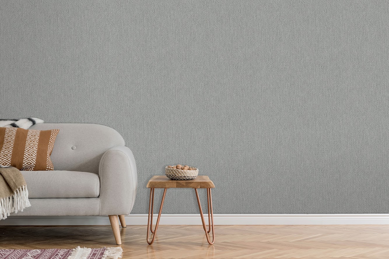 Tapeten Design grau Decoprint aus Belgien im Wohnzimmer