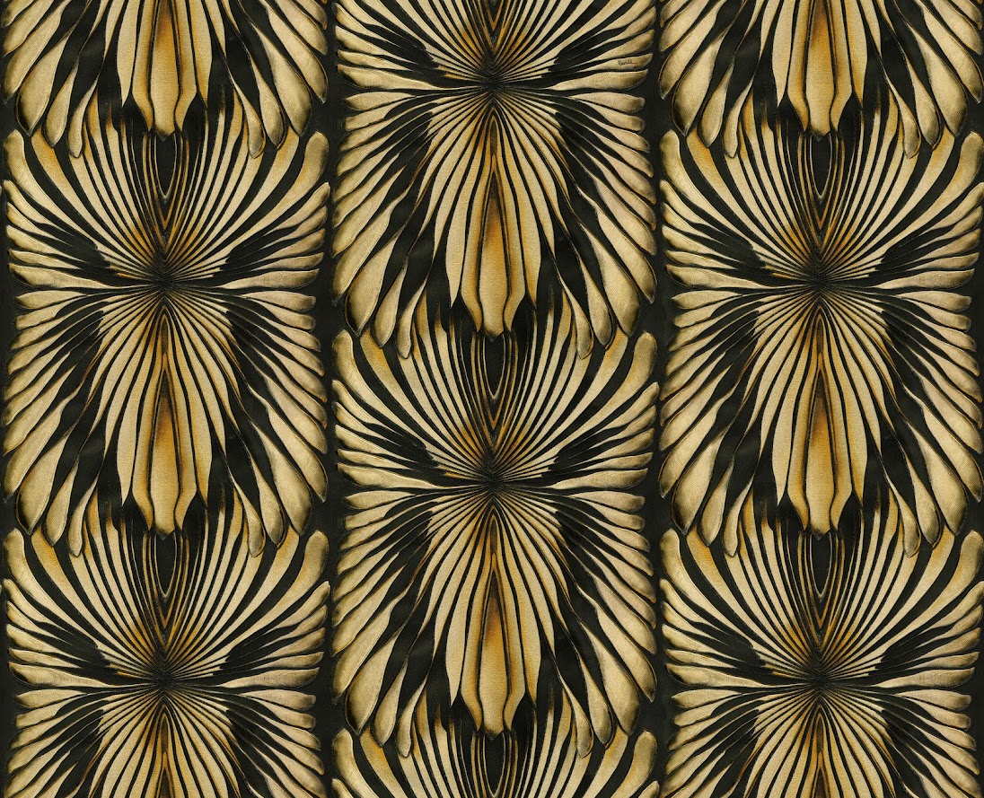 exklusives italienisches Tapeten Design schwarz gold Roberto Cavalli in Berlin kaufen