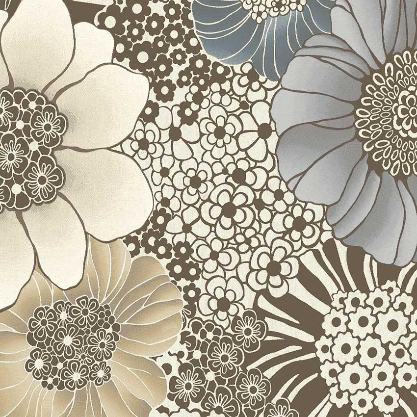 Tapete italienisches Design Blumen weiß beige braun grau zum online kaufen