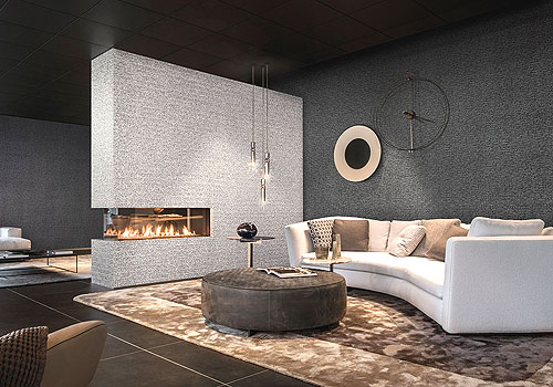 Perlmutt Luxus Tapete mit Bambus im Wohnzimmer zum online kaufen